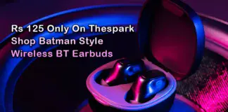 rs 125 only on thespark shop batman style wireless BT earbuds