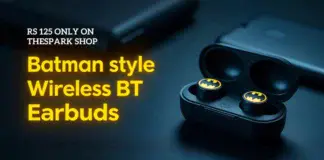 rs 125 only on thespark shop batman style wireless bt earbuds